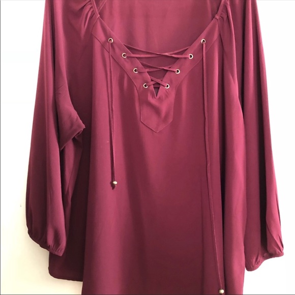 free 2 luv Tops - free 2 luv burgundy blouse